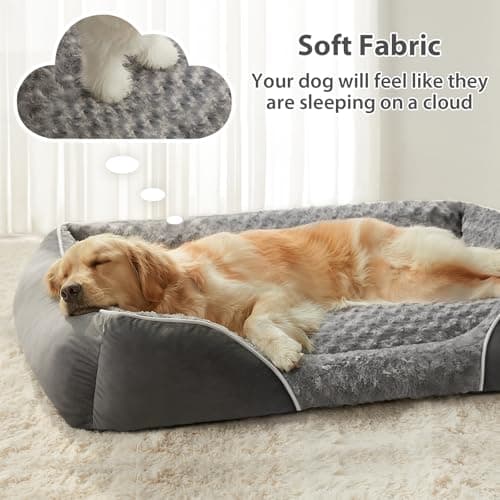 RRPETHOME XL Dog Beds Extra Large Sized Dog,Washable Rectangle Dog Bed for XL Dogs,Orthopedic Pet Bed with Anti-Slip Bottom for Extra Large Dogs,Grey,42"x30"x7" - Thumbnail 3