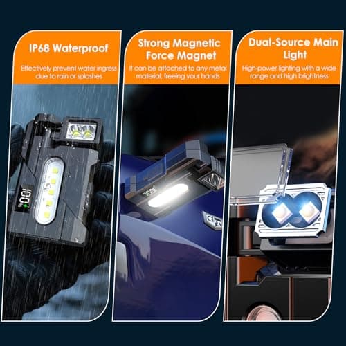 G5 EDC Flashlight – 2Pcs 400 Lumens Super Bright Rechargeable Mini Light with 270°Rotatable Magnet, 3 Modes Dual Light, 1200mAh Portable Flat Pocket Flashlights for Outdoor Camping Daily Carry (2Pcs) - Thumbnail 3