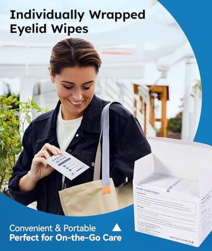 Eyelid Cleansing Wipes for Dry Eye & Blepharitis, Tea Tree Oil Hypoallergenic Eye Wipes for Sensitive Itchy Eyes, Individually Wrapped Eyelid WipesTravel Essentials (30 Count) - Thumbnail 6