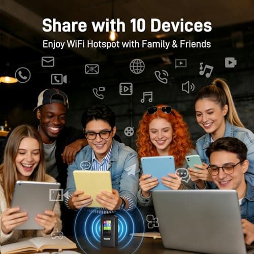 TALKSIM 4G Mobile Hotspot with US 10GB & Global 1GB Data, Portable WiFi Hotspot for Travel in 140+ Countries, Long-Lasting 6000mAh Battery, 10 Connected Devices, No SIM Required, No Contract - Thumbnail 5