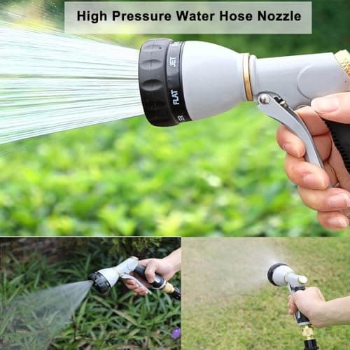 Garden Hose Nozzle Heavy Duty,100% Metal High Pressure Water Hose Sprayer Nozzle with 8 Adjustable Spray Patterns, Non-Slip Grip Hose Sprayer Outdoor for Watering Plants & Lawns, Washing Cars & Pets - Thumbnail 6