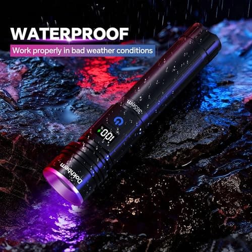 Dokhbem 365nm UV Flashlight Rechargeable, Black Light Flashlight with LCD Display, Powerful Ultraviolet Lights for Pet Urine Detection, Resin Curing, Rockhounding, Scorpion, Uranium Glass, A/CLeak - Thumbnail 5