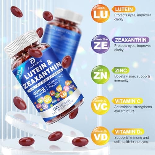 Lutein and Zeaxanthin Supplement - AREDS 2 Plus+  Eye Vitamins, 40 mg Lutein & 8 mg Zeaxanthin with Vitamins C, E, Zinc, Omega-3 & CoQ10 for Blue Light Protection, Eye Health Support  - 150 Softgels - Thumbnail 5