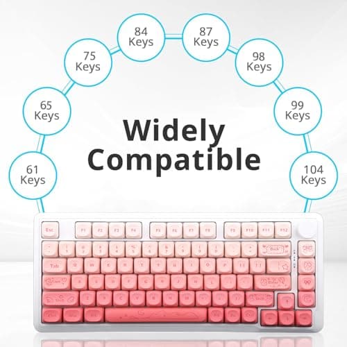 AKepopery 134Keys PBT Keycaps MOA Profile Key Cap for Cherry Gateron MX Switches Mechanical Keyboards Key caps (Butterfly Powder) - Thumbnail 3