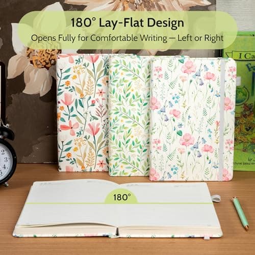 CAGIE Floral Lined Journal for Women – A5 Hardcover Leather Journal Notebook with 320 Pages, 100GSM Paper, College Ruled Notebook, Journaling Notebooks for Writing, Daily Notes - Thumbnail 5