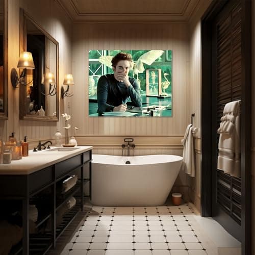 VYPEROCK Funny Framed Canvas Wall Art Bathroom Decor The Twilight Saga Movies Poster Print Edwards Oil Painting Humorous Picture Modern Artwork for Living Room Dorm Wall Home Decoration (16x20inch) - Thumbnail 5