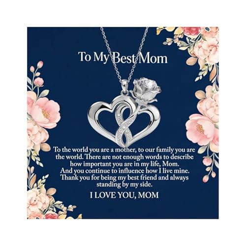 Ediseng 2026 Birthday Gifts for Mom/Wife,Dainty Heart Neckace with Birthday Gift Card,Personalized Mom Gifts from Daughter/Son (silver)
