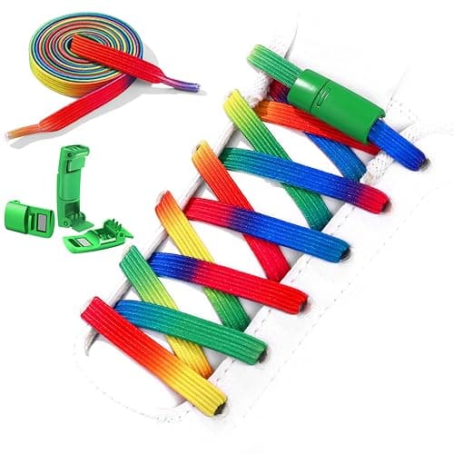 Neo-wows Flat Elastic No Tie Shoe Laces for Sneakers, Stretch Tieless Shoelaces for Kids & Adults, Flat Shoes Strings - Image 1