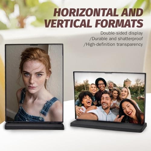 vilkok 8x6 Acrylic Sign Holder, 4 Pack Horizontal Clear Display Stand, Double-Sided Menu Holder for Events, Stores, Cafes, Durable Black Sign Frame - Thumbnail 5