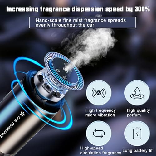 TQCOCOW Smart Car Air Freshener Diffuser with Starry Sky Projection and 50ml Perfume, 3 Mode Adjustable Rechargeable Car Aroma Diffuser,Auto On/Off Intelligent(Ocean) - Thumbnail 4