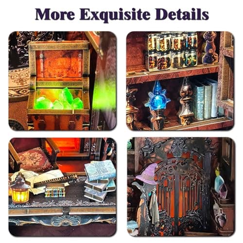Joibabe Magic Cabin Miniature Dollhouse with LED Lights, Vintage Furniture & Decor – Handcrafted Fantasy Shop Display for Home Decor, Collectibles & Gifts - Thumbnail 6