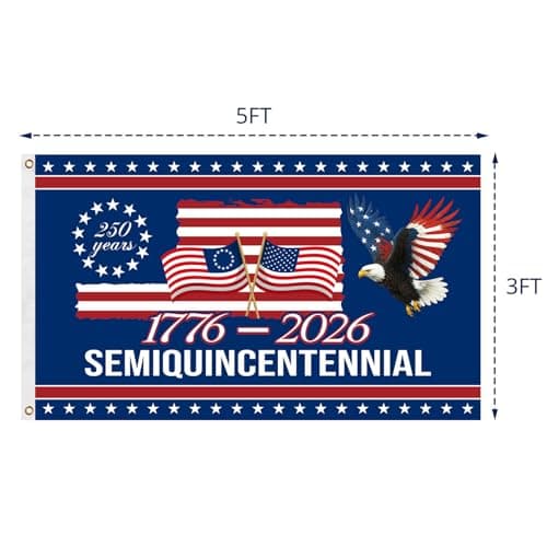 250 Year American Anniversary Flag - American Flags for Outside 3x5 Ft, Double Sided 3 Layers, 1776-2026 America 250th Birthday 4th of July Flag, Patriotic Flags for Independence Day Indoor Decoration - Thumbnail 2