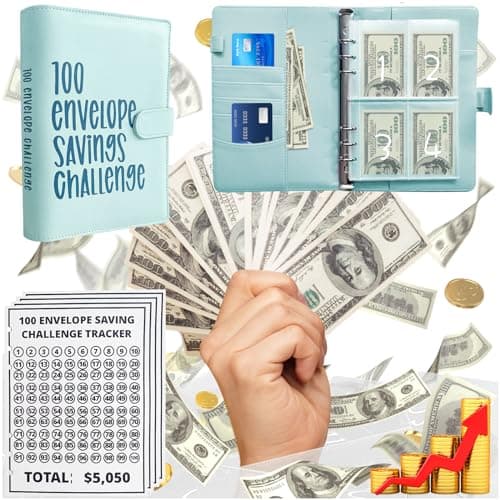 100 Envelopes Money Saving Challenge Binder, Budget Planner with Trackers