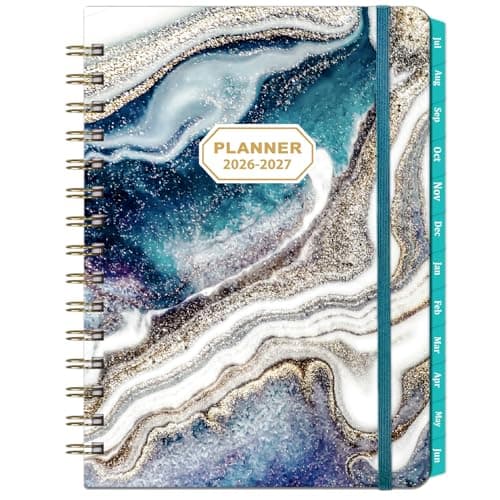 Coboll Planner 2026-2027 for Women Men Office, School, Home, Colorful Tabs, Inner Pocket, Elastic Band, Academic Calendar Planner, Planner 2026-2027 - Blue 8.5 x 6.4 inch