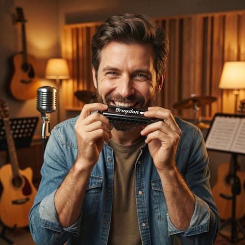 Personalized custom professional tuning harmonica - 10-hole - C key stainless steel harmonica, suitable for beginners, students, and as a gift for friends. It is a meaningful musical instrument gift. - Thumbnail 2