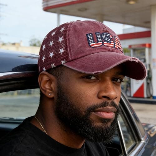 LELVK 4th of July American Flag Patriotic Baseball Cap | Embroidered USA Flag 100% Cotton Adjustable Hat for Men & Women - Thumbnail 5
