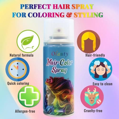 Red Hair Spray, Hair Color Spray for Women and Kids, Washable Red Hair Dye, Temporary, One-Time Use, Non-Sticky Root Touch Up, Natural Hair Color Wax for Party, Cosplay, Halloween, Christmas - Thumbnail 6