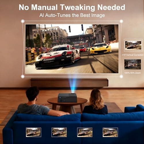 XENPONAD Projector with WiFi and Bluetooth, 4k Support Native 1080p Portable Projector for Home Theater Bedroom Ceiling Camping & Outdoor Use, Movie Projector with Speaker, 6D Keystone - Thumbnail 4