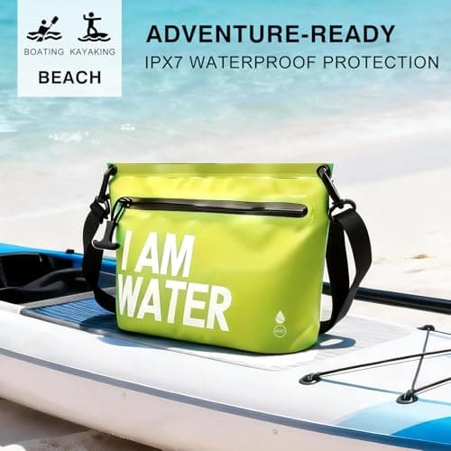 UOEPOWA Dry Bag, Waterproof Shoulder Bag 10.2x7.9x4.3 inches IPX8-rated, with Removable and Adjustable Shoulder Strap. Holds Phone, Wallet, and More. Ideal for Swimming, Diving, and Camping（Pea green） - Thumbnail 4