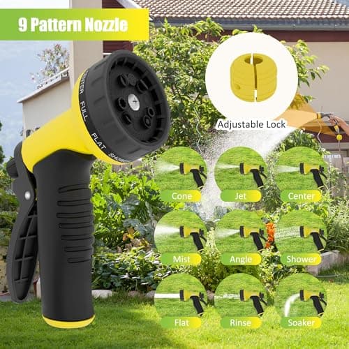Aokia Retractable Garden Hose Reel, 1/2 in x 100 ft Wall Mounted Heavy Duty Garden Hose Reel with 9 Patterns Nozzle, Any Length Lock, Auto Return System and 180°Swivel Bracket - Thumbnail 6