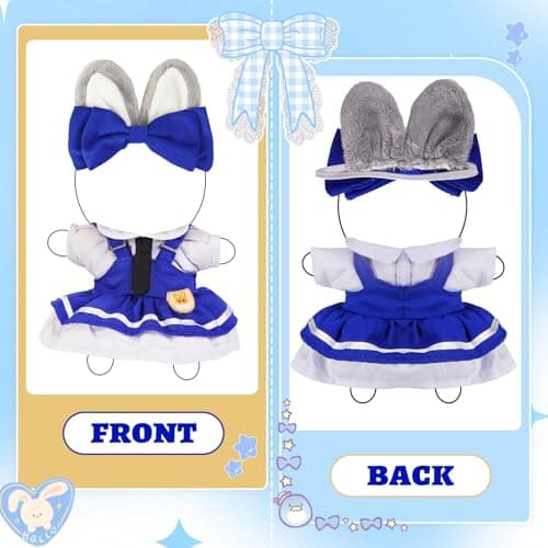 2PCS Bunny Police Doll Outfit Set Blue Shirt and Cap for 15-17cm 4 Inch Blind Box Animal Dolls - Thumbnail 4