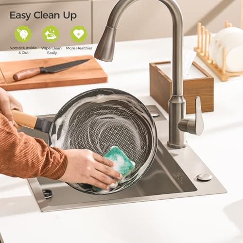 YUTANN Nonstick Frying Pan Set, 8" 10" 12" Ceramic Frying Pans, Pre-seasoned Cast Iron Pan Cookware Set with Removable Handle, Dishwasher Safe, Free of PFAS & PFOA, Compatible with All Stovetops - Thumbnail 5