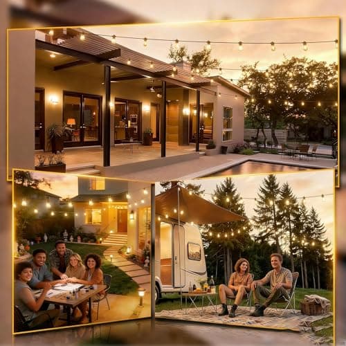 ATHSOOBZ 48FT LED Outdoor String Lights with 15 Edison Shatterproof Bulbs, Weatherproof Strand, Commercial Grade Patio Lights, Decorative for Garden or Patio, Warm White - Thumbnail 6