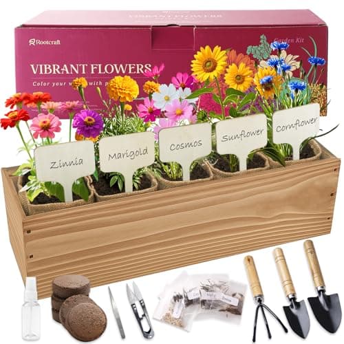 5 Indoor Flowers Growing Kit for Beginners, Complete Planting Starter Set with Zinnia, Cosmos, Sunflower, Marigold, Cornflower Seeds, Unique Gardening Gifts for Women & Men - Image 1