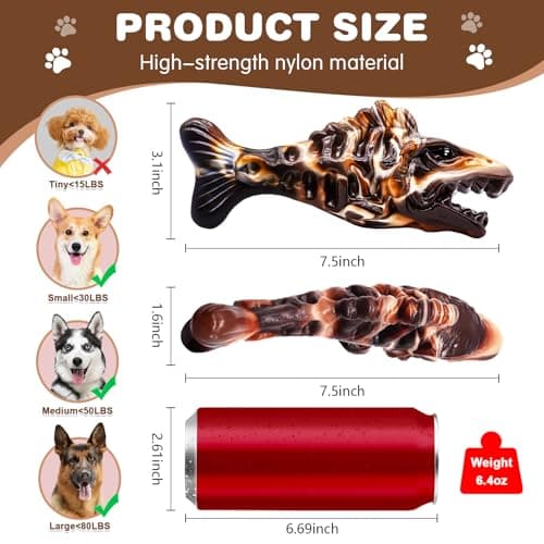 BoYoYo Tough Dog Toys for Aggressive Chewers 2 Pack, Indestructible Dog Toys to Keep Them Busy, Beef Flavor Nylon Dog Chew Toys for Large Dogs - Thumbnail 2
