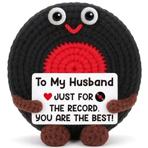BVXFR Fathers Day Birthday Gifts for Husband from Wife, Wedding Anniversary Romantic Husband's Gifts, Father's Day Men Gift to My Husband Handmade Crochet Vinyl Record Music Lover Present from Wife - Image 1