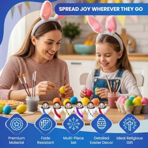 NOIENSI 300 PCS Little Jesus Figures– Multicolor Mini Jesus Figurines in Bulk, Jesus Loves You Figures for Easter, Church, and Religious Celebrations - Thumbnail 3