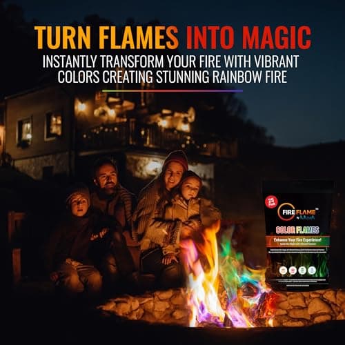 Fireflame Fire Color Changing Packets - Colorful Fire Flames Packets - 25 Pack - for Outdoor Pit, Fireplace, Bonfire, Campfire, Camping Accessories for Kids & Adults - Thumbnail 5