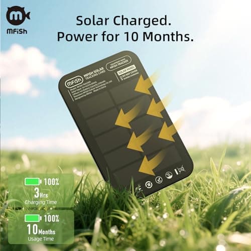MFish Solar Wallet Tracker Card, Apple MFi Certified, Ultra-Thin 0.07" Find My Tracker for Wallet, IP68 Waterproof, Loud Alarm, Solar Powered, Works with Apple Find My (iOS Only) for car, Luggage - Thumbnail 3
