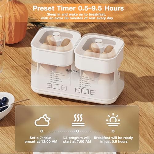 Hofenta Rapid Electric Egg Cooker for Hard Boiled Eggs,Egg Boiler with Timer(0.5-9.5H), Auto Shut-Off/2 Tiers, 16 Eggs Capacity,Egg Steamer for Soft/Hard/Poached Boiled Eggs - Thumbnail 3