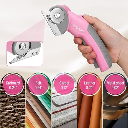 WORKPRO Cordless Electric Scissors, 4V Rotary Cutter for Cardboard Carpet Leather Plastic, 2000mAh Rechargeable Powerful shears with Storage Case - Thumbnail 5