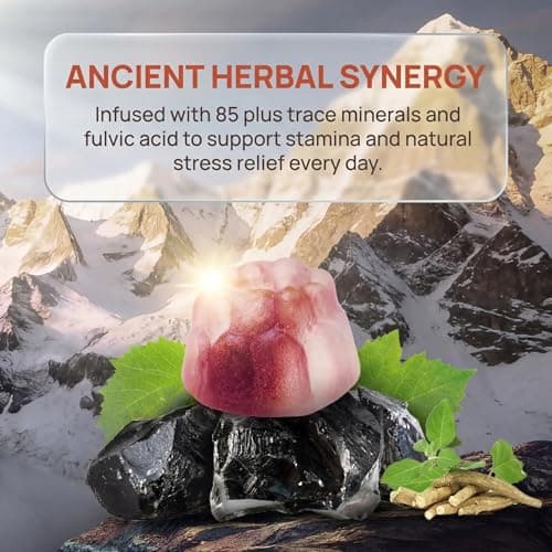 KIMON Himalayan Shilajit Gummies - Grape Flavor Natural Shilajit Gummies for Men & Women, Energy Booster with Ashwagandha and 85+ Minerals, 60 Gummies - Thumbnail 4