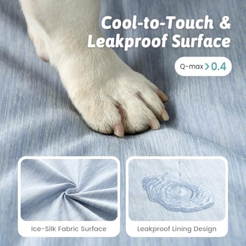 Cooling Dog Bed, Orthopedic Foam Dog Bed with Sides, Removable Cover & Waterproof Lining and Nonskid Bottom, Comfortable Pet Beds for Extra Large Dogs, Blue (48" L x 32" W x 7.5" Th) - Thumbnail 5