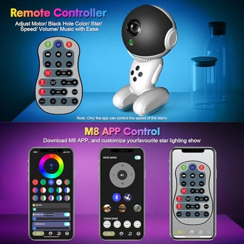 Astronaut Star Projector Galaxy Night Light, Space Projector with Remote and Timer, Starry Nebula Ceiling LED Lamp, Kids Room Decor Aesthetic, for Christmas, Birthdays, Valentine's Day - Thumbnail 5