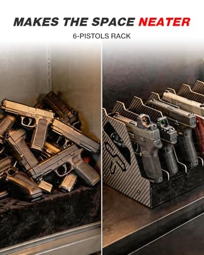 Shapakine Real Carbon Fiber 6-Slot Pistol Rack for Gun Safe - Ultra-Lightweight & Rigid Handgun Organizer - Premium EVA Foam Anti-Scratch Firearm Holder for Cabinet & Display Gun Storage Solutions - Thumbnail 2
