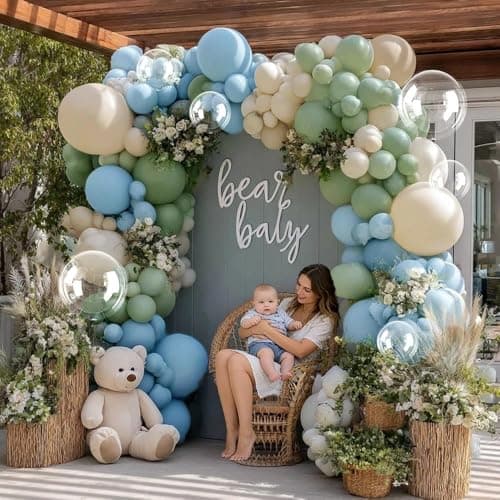 Light Blue Balloon Garland, Double Stuffed Pastel Baby Blue Balloon Arch Kit 18/12/5 Inch with Bubble Balloons for Easter Gender Reveal Baby Shower Birthday Wedding Graduation Party Decorations - Thumbnail 6
