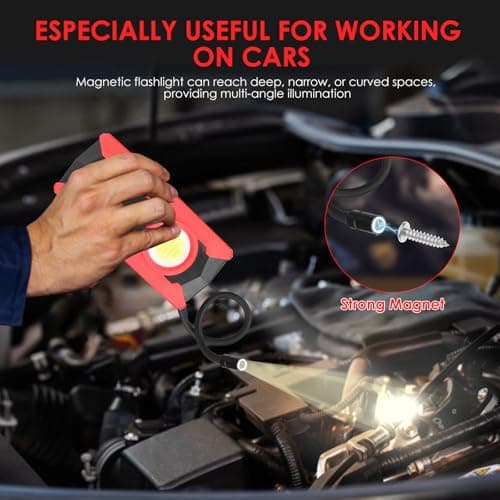 Rechargeable LED Work Light, OTYTY 40W 2000LM Magnetic Work Light Battery Powered Portable Flood Light with Gooseneck Flashlight for Car Repairing, Camping, Inspection - Thumbnail 2