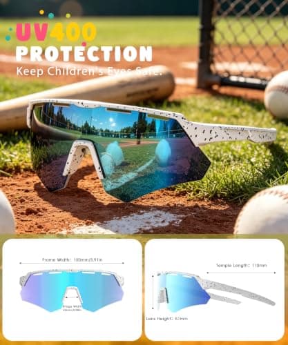 KALIYADI Polarized-Kids-Sunglasses Youth Baseball Sunglasses: Cycling Running for Boys Girls UV400 Protection Age 6-14 - Thumbnail 4