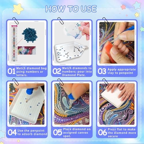 KEYRANKE 12 Pack Diamond Painting Kits for Adults 5D DIY Princess Diamond Art Kit Paint with Round Full Drill Diamonds for Beginners Gem Paintings Art for Home Wall Decor Gifts(12X12 Inch) - Thumbnail 5