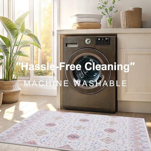 Vanmoos 3x5 Area Rugs for Living Room - Washable, Non-Slip Medium Accent Rug for Bedroom, Kitchen, Entryway - Durable Carpet for High-Traffic Areas & Home Decor, Charm/Beige - Thumbnail 5