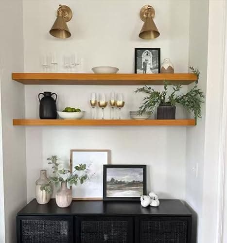Wooden Floating Shelves for Wall, 48-inch Wall - Mounted Storage Shelves Premium Floating Bookshelf Solid Wood, Rustic Long Shelf, 48 x6.7 x 1.77 inch, for Kitchen,Living Room Shelve Home Decor - Image 1