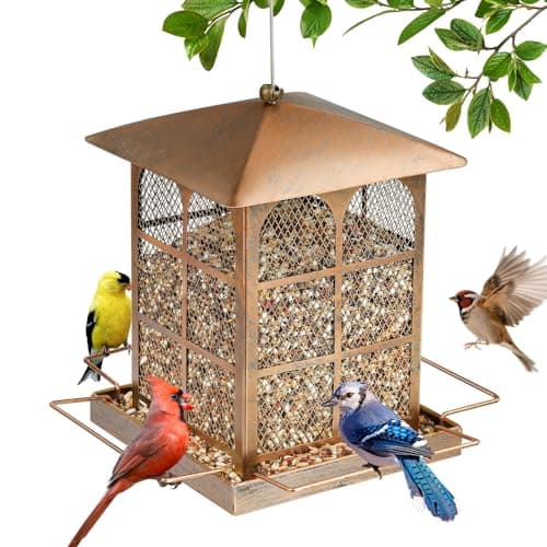 Large Bird Feeder, Heavy Duty Metal Bird Feeders for Outdoor Hanging, 5LB Seed Capacity Wild Birdfeeder for Outside Garden Decoration (Large 5LB) - Image 1
