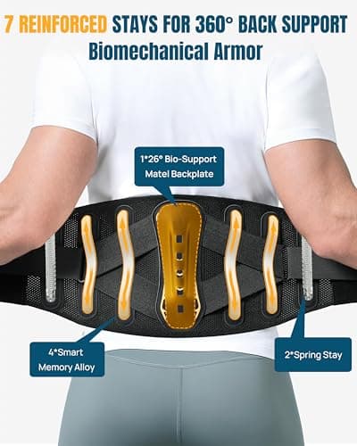 LVMEVIS® 7 Reinforced Stays Back Brace For Men, Breathable 4D Knit Lower Back Brace For Women, Heavy-Duty Metal Plate Lumbar Support Belt,Ideal For Office Workers & Lifting Heavy Object - Thumbnail 2