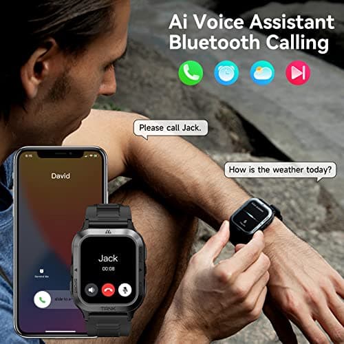 AMAZTIM Smart Watch, 60 Days Extra-Long Battery, 50M Waterproof, Rugged Military Bluetooth Call(Answer/Dial Calls), 1.85" Ultra Large HD Display, AI Voice Assistant, Compatible for Android and iOS - Thumbnail 3