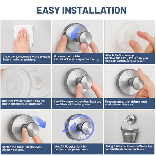 Xikelooy 4 Pcs Suction Cup Hooks，No-Drill Suction Cup Hooks， Removable Hook，Towel Hook，Suction Hook for Shower,Bathroom, Bedroom, Glass Window - Thumbnail 5