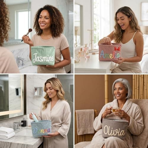 Personalized woven travel makeup bag, with extra-large capacity and thick inner lining, crafted with embroidery technique. It is convenient to carry and is a must-have bag for women on the go. - Thumbnail 4